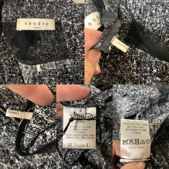 Sandro Paris Black White Speckled Wrap Front Tank Dress Women’s Size 8 - Picture 5 of 8